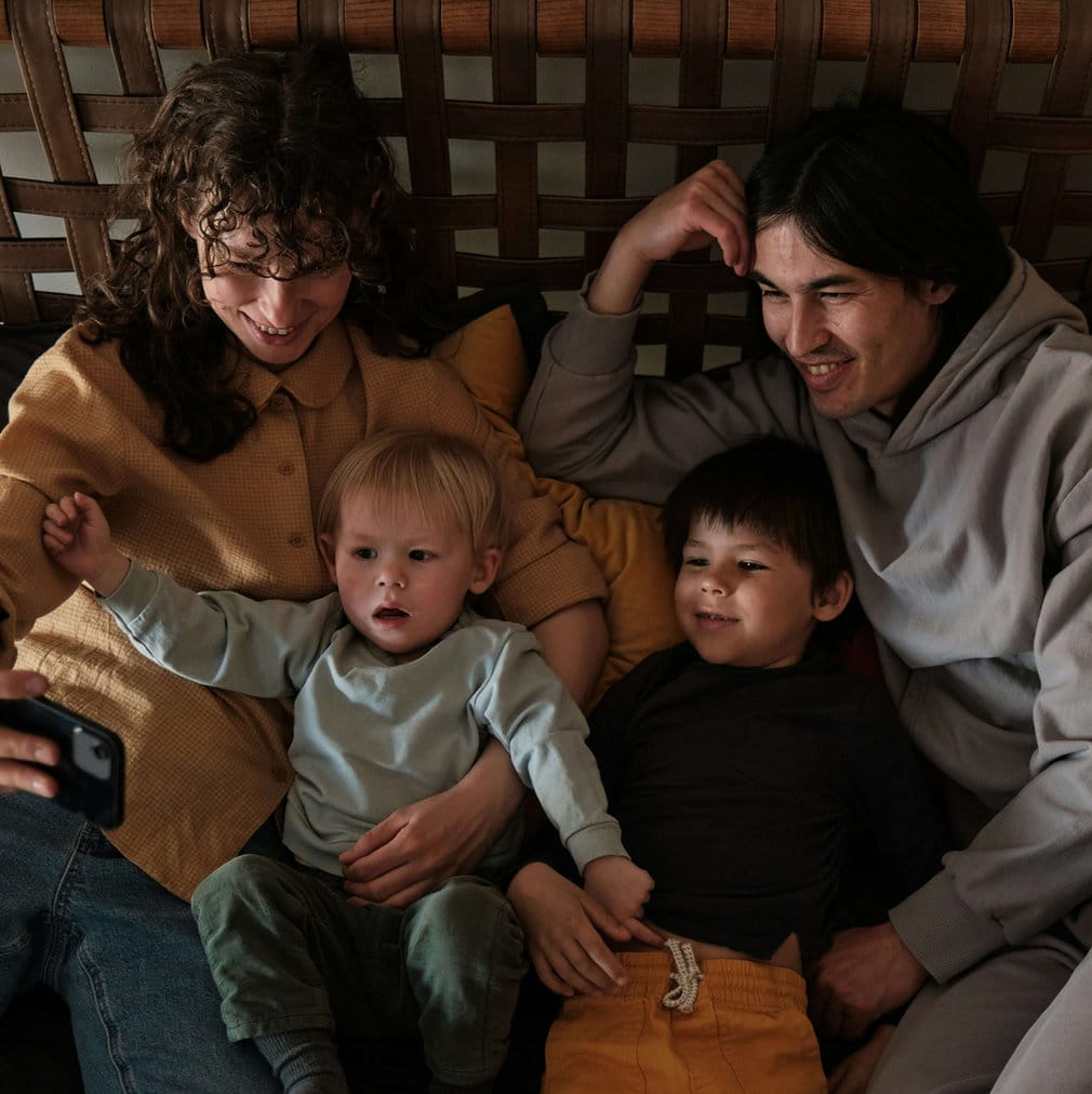 A family relaxing together at home